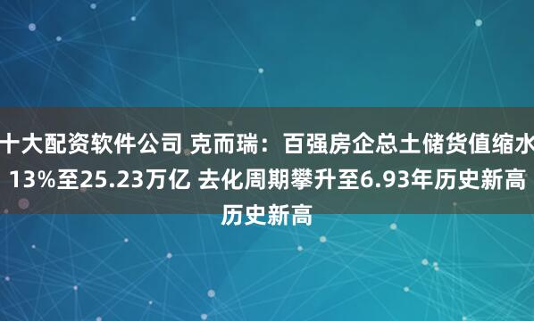 十大配资软件公司 克而瑞：百强房企总土储货值缩水13%至25.23万亿 去化周期攀升至6.93年历史新高