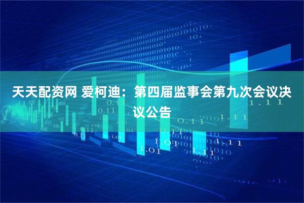 天天配资网 爱柯迪：第四届监事会第九次会议决议公告